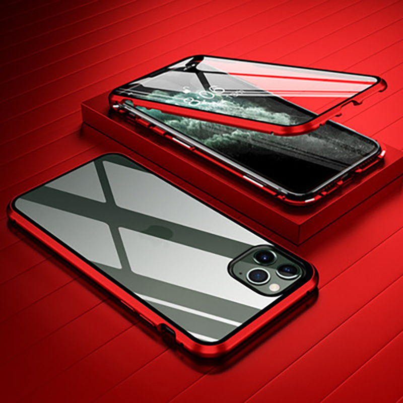 Double-Sided High Definition Clear Metal + Tempered Glass Phone Case