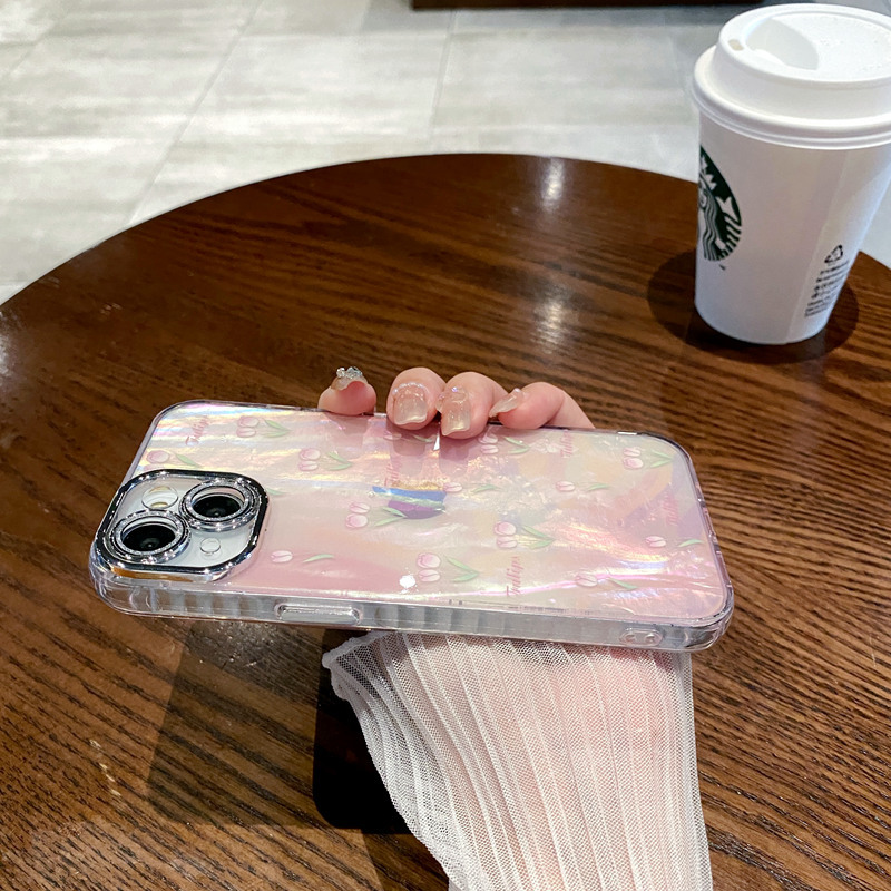 Colorful Laser Shell Full Coverage Glitter Phone Case