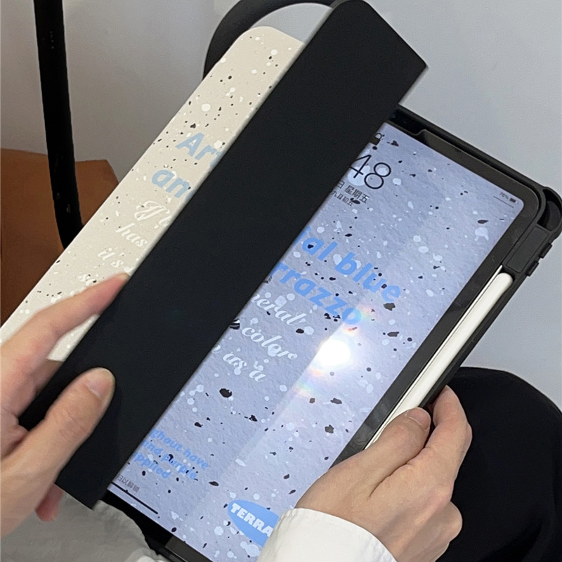 Ink Splatter Tablet Case with Stylus Slot, Magnetic Attachment, Acrylic Material