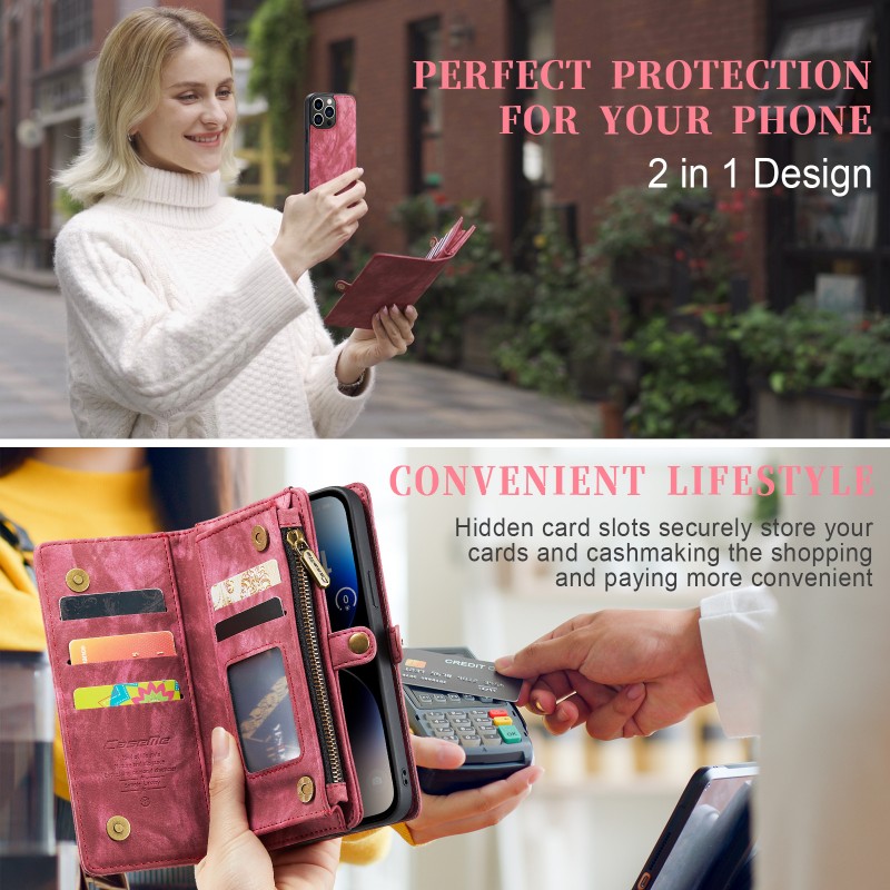 Magnetic Wallet Phone Case With  Card Slots And A Detachable Lanyard