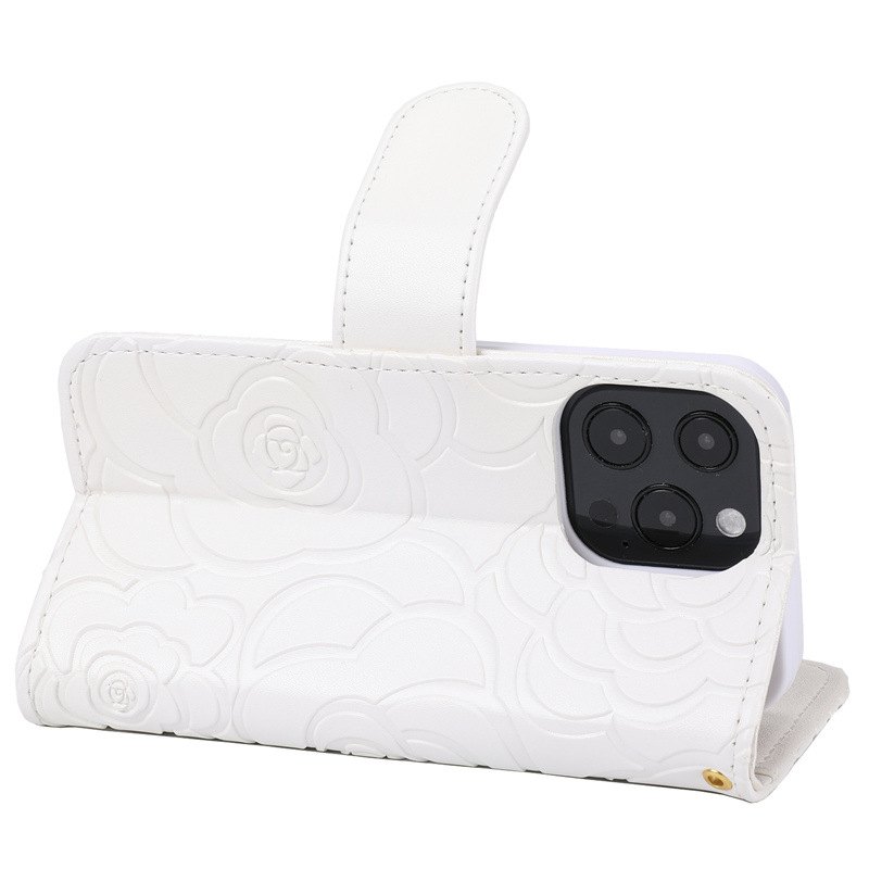 Camellia Flower Wallet Phone Case Combining Shock Resistance, Kickstand Functionality